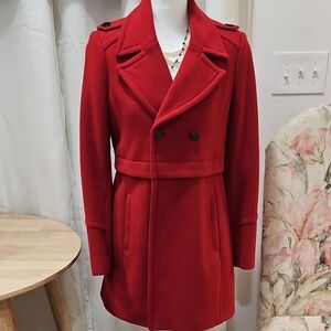 Christmas Vibe Red Double-Breasted Women's Coat